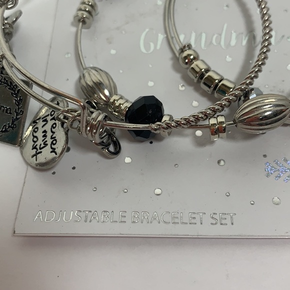 Grandma Adjustable Beaded Charm Bracelet Set of Three - Silver Tone - Picture 5 of 9